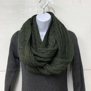 Olive Green Knit Infinity Scarf